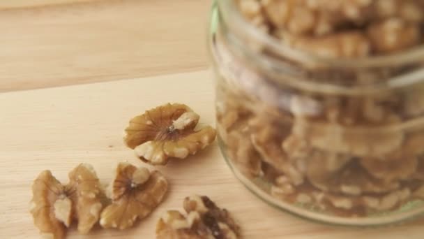 Bowl Mixed Nuts Rustic Table — Stock Video
