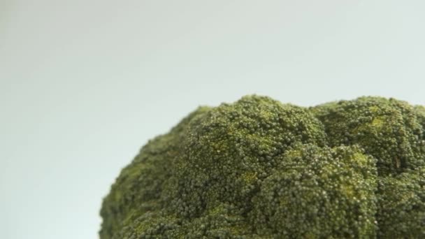 Rotace Čerstvé Zelené Brokolice Modrém Pozadí — Stock video