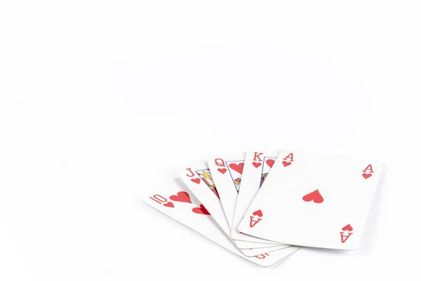 Póker Kártyák Fehér Háttér — Stock Fotó