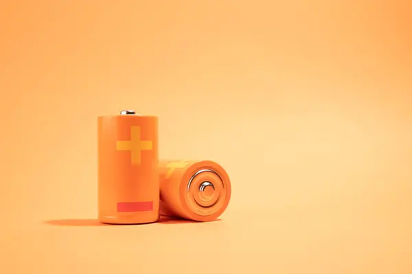 橙色电池关于橙色 能源概念 — 图库照片