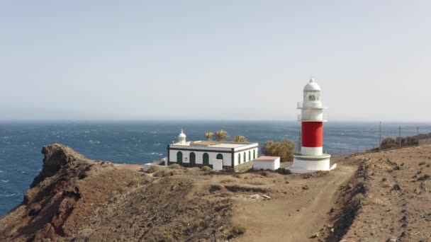 Vista Aérea Casa Luz Perto Penhasco Gomera Ilhas Canárias Espanha — Vídeo de Stock