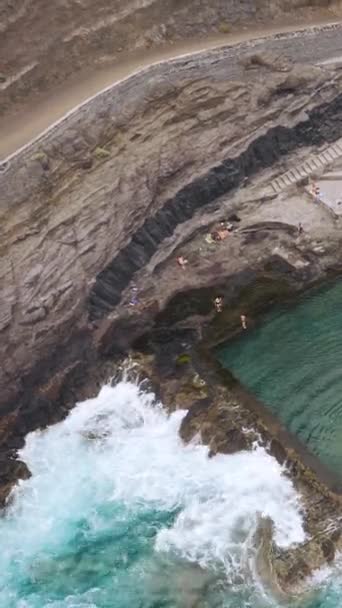 Natural Pools Gomera Island Seascape Sunny Day Shore Film Beach — Stock Video