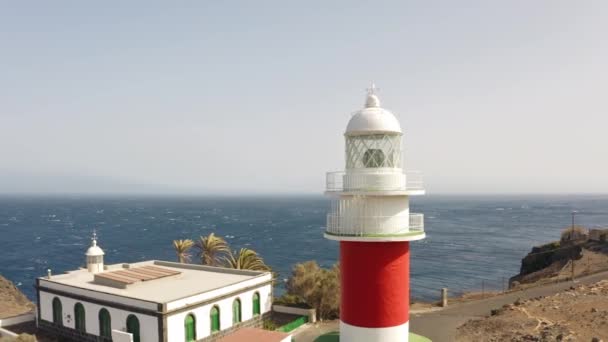 Veduta Aerea Light House Vicino Scogliera Gomera Isole Canarie Spagna — Video Stock