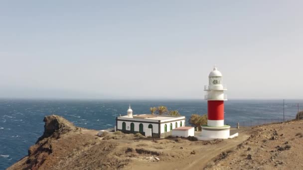 Vue Aérienne Phare Près Falaise Gomera Îles Canaries Espagne — Video