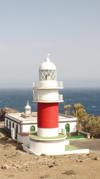 Luchtfoto Van Light House Bij Klif Gomera Canarische Eilanden Spanje — Stockvideo