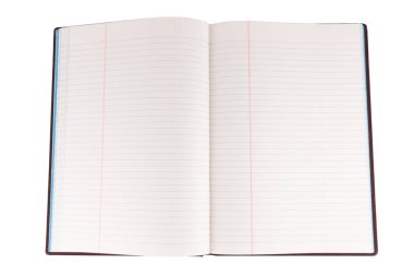 Antika, arka planı olmayan, boş sayfaları olan bir defter açtı. Yüksek kalite fotoğraf