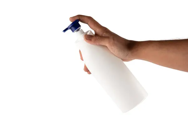 Erkek el tutuşu nemlendirici, beyaz arka plan kesiminde izole edilmiş. Yüksek kalite fotoğraf