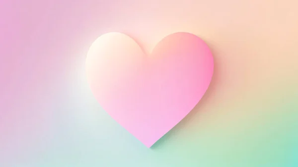 Pink heart on pastel gradient background. Valentine\'s day concept.