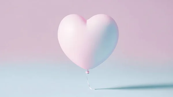 Pink heart shaped balloon on pastel blue background. Minimal concept.