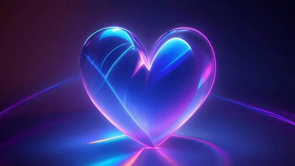 blue pink neon heart crystal refraction line future fashion abstract love energy
