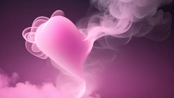 Pink heart smoke. Half dissipated