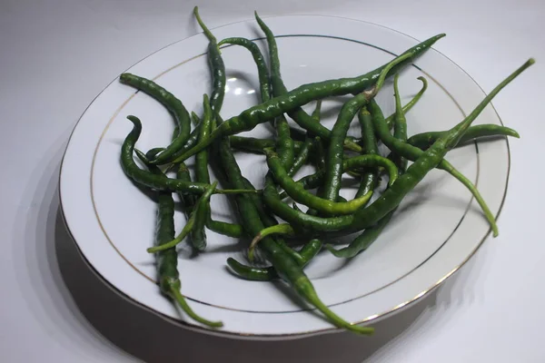 Portion Gröna Chilipeppar För Smaksättning — Stockfoto