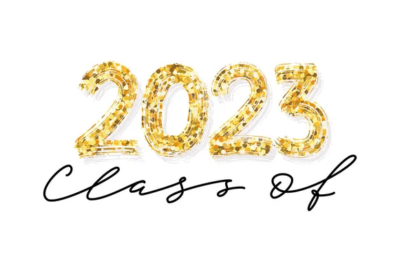 Class 2023 Hand Drawn Graduate Lettering Gold Glitter Graduation 2023 — Stockový vektor