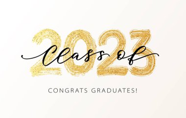 Class of 2023. Modern calligraphy. Vector illustration. Hand drawn brush lettering Graduation logo. Graduate 2023 Template for graduation design, party, high school or college graduate, yearbook.