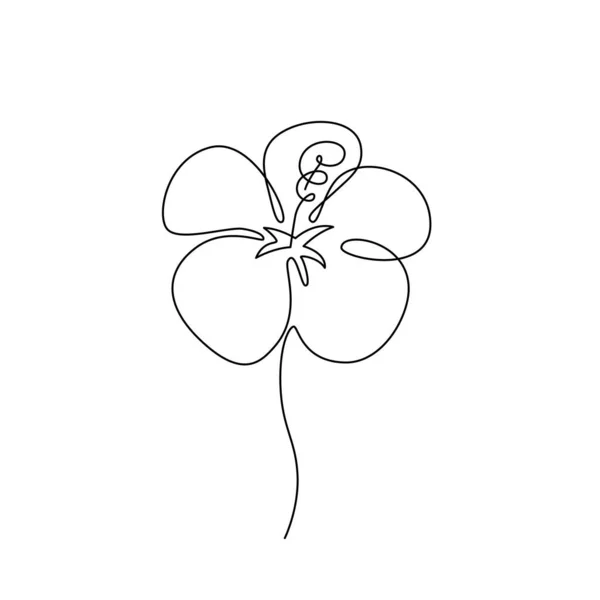 Hibiscus Line Art 病媒花 连续线绘图向量 用于印刷海报 贴纸纹身 带有芙蓉花的T恤 单行黑色手绘白底简图 — 图库矢量图片
