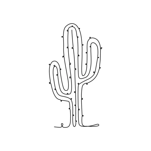Cactose Lijn Kunst Vector Cactus Continu Line Drawing Vector Voor — Stockvector