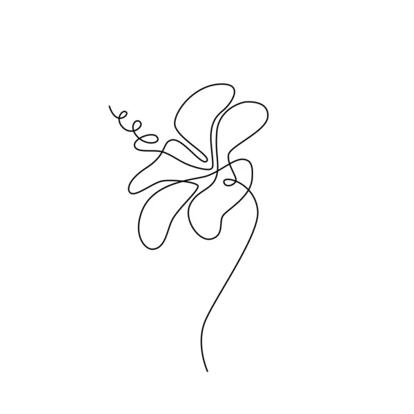 Hibiscus Line Art Flor Vectorial Vector Dibujo Continuo Línea Para — Archivo Imágenes Vectoriales