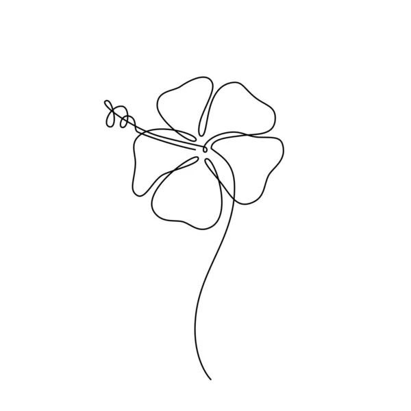 Hibiscus Line Art Vektorový Květ Continuous Line Drawing Vector Pro — Stockový vektor