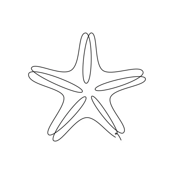 ヒトデラインアート ベクトルヒトデ 印刷ポスター カード ステッカーの入れ墨のための連続線画ベクトル 一本の線画 1本の線で描かれた海の星のイラスト シンプルなアウトラインスタイル — ストックベクタ