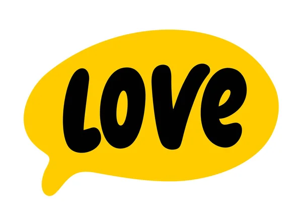 Imádom Beszédbuborékot Szerelmes Üzenet Kézzel Rajzolt Idézet Fekete Sárga Doodle — Stock Vector