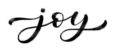 JOY metin el fırça hattını çizdi. Beyaz arka planda siyah metin neşesi. Joy Script kaligrafi kelimesi. Vektör çizimi. Pankart, tişört ve tişört için kelime grafik tasarımı baskısı