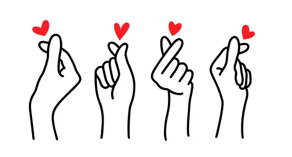 Korean Heart Sign Finger Love Symbol Happy Valentines Day Love — 스톡 벡터