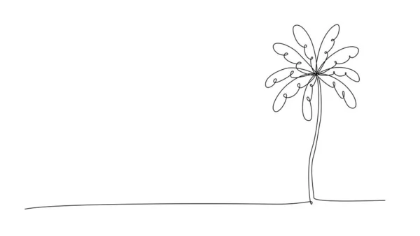 パルムツリーラインアート ベクトルパーム グラフィックデザインのポスター カード タトゥー 熱帯ヤシの木連続リニアドローイング 一本の線画 夏1線手描きイラスト白を背景に — ストックベクタ