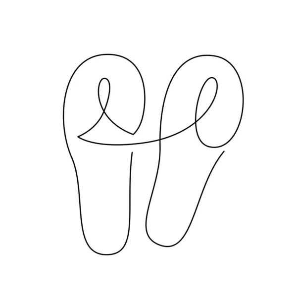 Flip Flops Line Art Vector Flip Flop Kontinuální Kreslicí Vektor — Stockový vektor