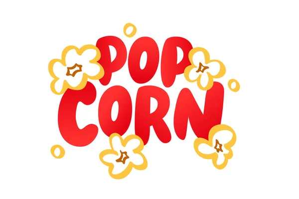 Popcorn Logotyp Popcorn Text Med Popcorn Snack Ikon Vektor Illustration Stockvektor