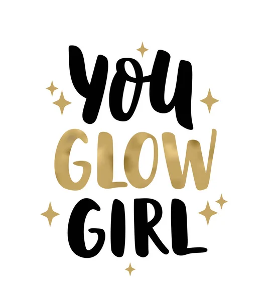 Anda Glow Tangan Girl Ditarik Kaligrafi Kuas Teks Anda Gadis - Stok Vektor