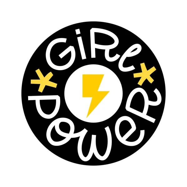 Kutipan Logo Power Girl Kata Kata Perempuan Desain Grafis Trendy - Stok Vektor