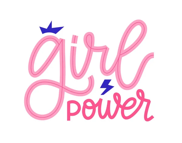 Girl Power Logo Quote 女孩的力量词 时尚的平面设计与文字女孩的力量和闪电 T恤衫 横幅的字体设计 — 图库矢量图片