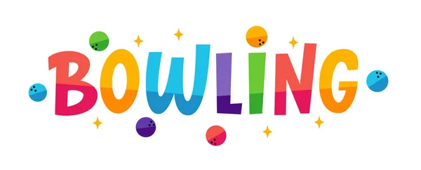 Bowling Logotyp Med Bollar Och Stjärnor Förbannade Lek Vektor Illustration Stockvektor