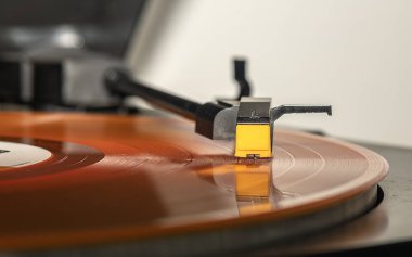 Turuncu uzun bir pikabın iğnesinin üzerinde süzülürken melodi çıkartıyor..