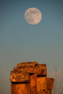 Full moon in the ancient city of Blaundos clipart