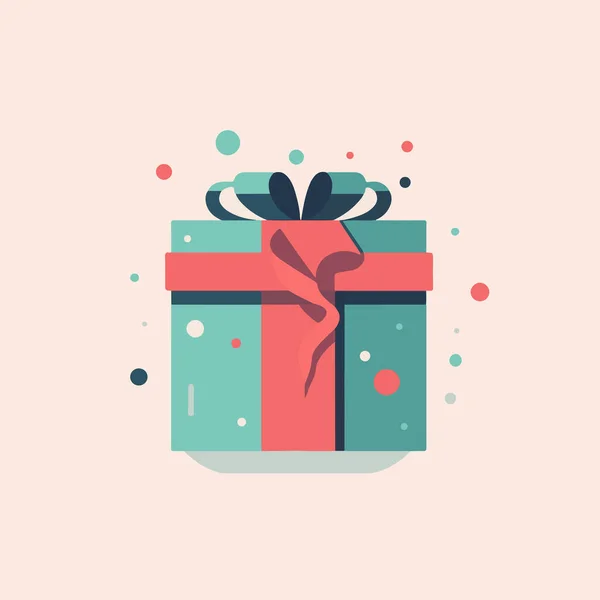 Christmas Present Box Flat Line Style Icon — Stock Vector