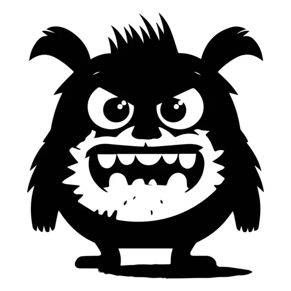 Cartoon Monster Black White Vector Design — Stock Vector