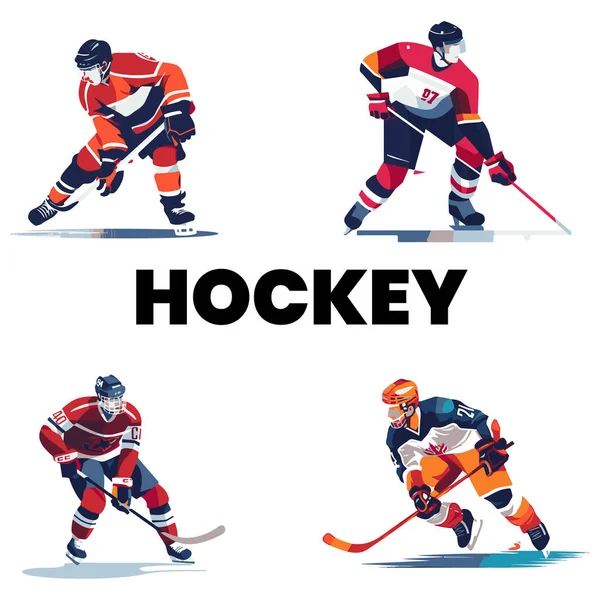 Conjunto Jugadores Hockey Sobre Hielo — Vector de stock