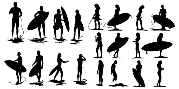 Sörfçü Simgelerinin Vektör Kümesi — Stok Vektör