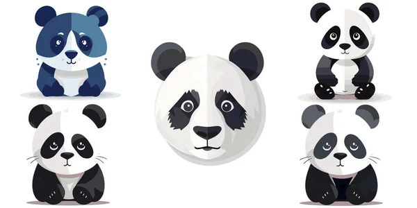 Set Von Niedlichen Panda Panda Vektorillustration — Stockvektor