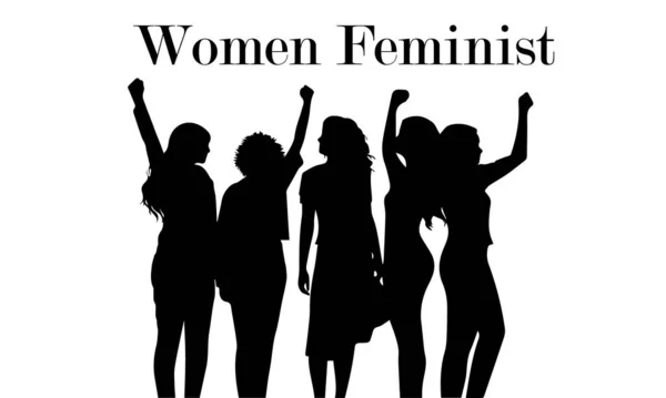 Mesajlı kadınlar. Kadın ve kadın hakları, feminizm kavramı, feminizm. vektör illüstrasyonu 