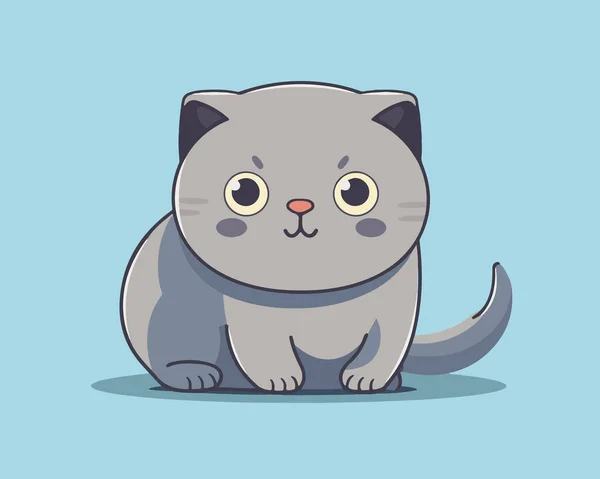 目が大きい面白い漫画の猫 ベクターイラスト — ストックベクタ