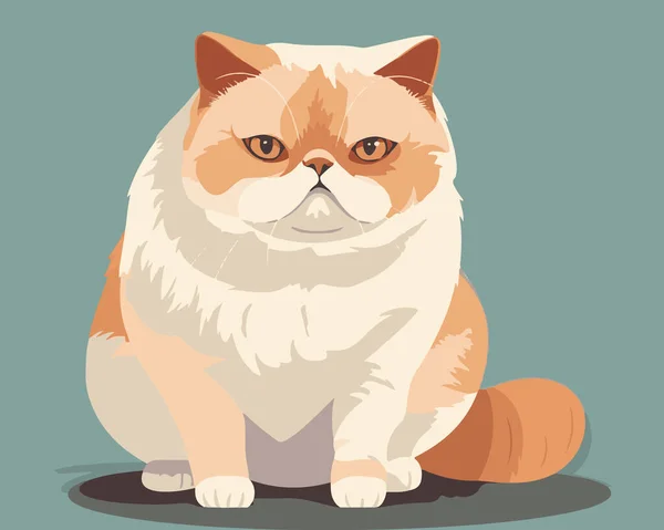 Vector Cartoon Illustration Cute Cat Sitting Big White Background — Stock Vector