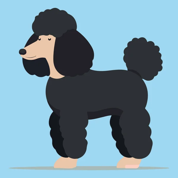 Собака Черным Пуделем Плоская Икона Векторная Иллюстрация Стиле Мультфильма — стоковый вектор