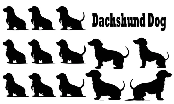 Dachshund Σιλουέτα Σκύλου Λευκό Φόντο — Διανυσματικό Αρχείο