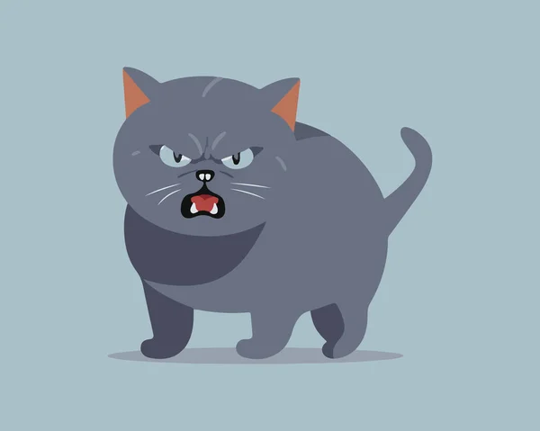 Siyah Yüzlü Kızgın Kedi — Stok Vektör