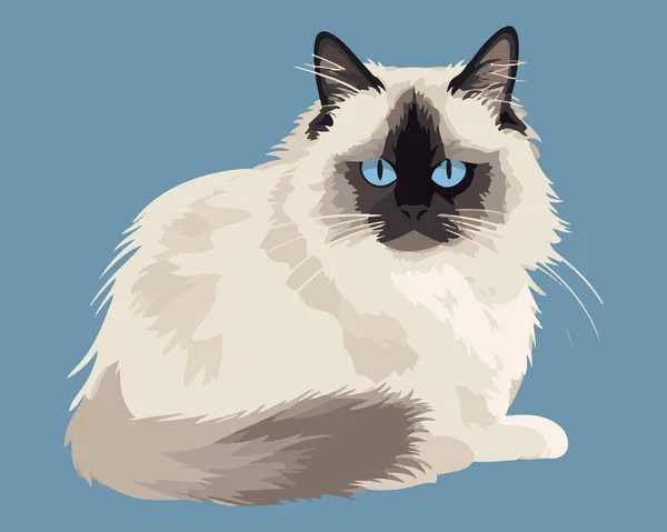 Векторная Иллюстрация Кошка Изолированная Белом Фоне Плоский Дизайн — стоковый вектор