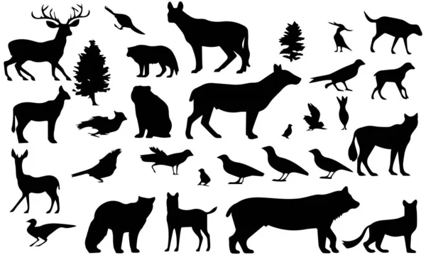 Set Silhouettes Animals — Stock Vector