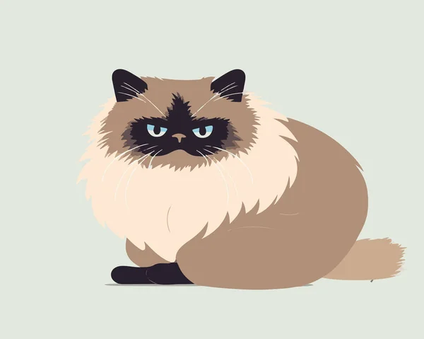 Gato Lindo Sentado Una Ilustración Plana Vector Dibujos Animados Animal — Vector de stock