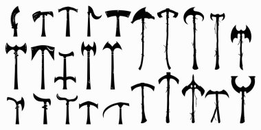 Farklı boyutlarda siyah siluetler seti. beyaz üzerine izole